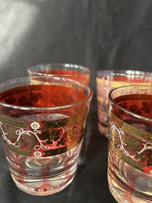 Cera-“Golden Grapes-Burgundy” 22Kt-6-3.25” Lowball Glasses Cera-“Golden Grapes-Burgundy” 22Kt-6-3.25” Lowball Glasses
