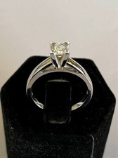 Engagement Ring 14k White Gold Diamond .70 ct Leo Princess, Color H, Clarity SI2