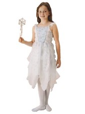 Girls White Sparkle Snowflake Princess Dress Halloween Costume