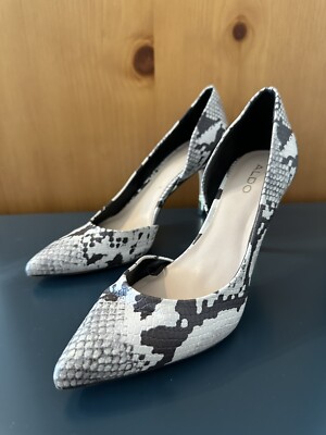 ALDO Snakeskin Heels With Gold Accent, Size