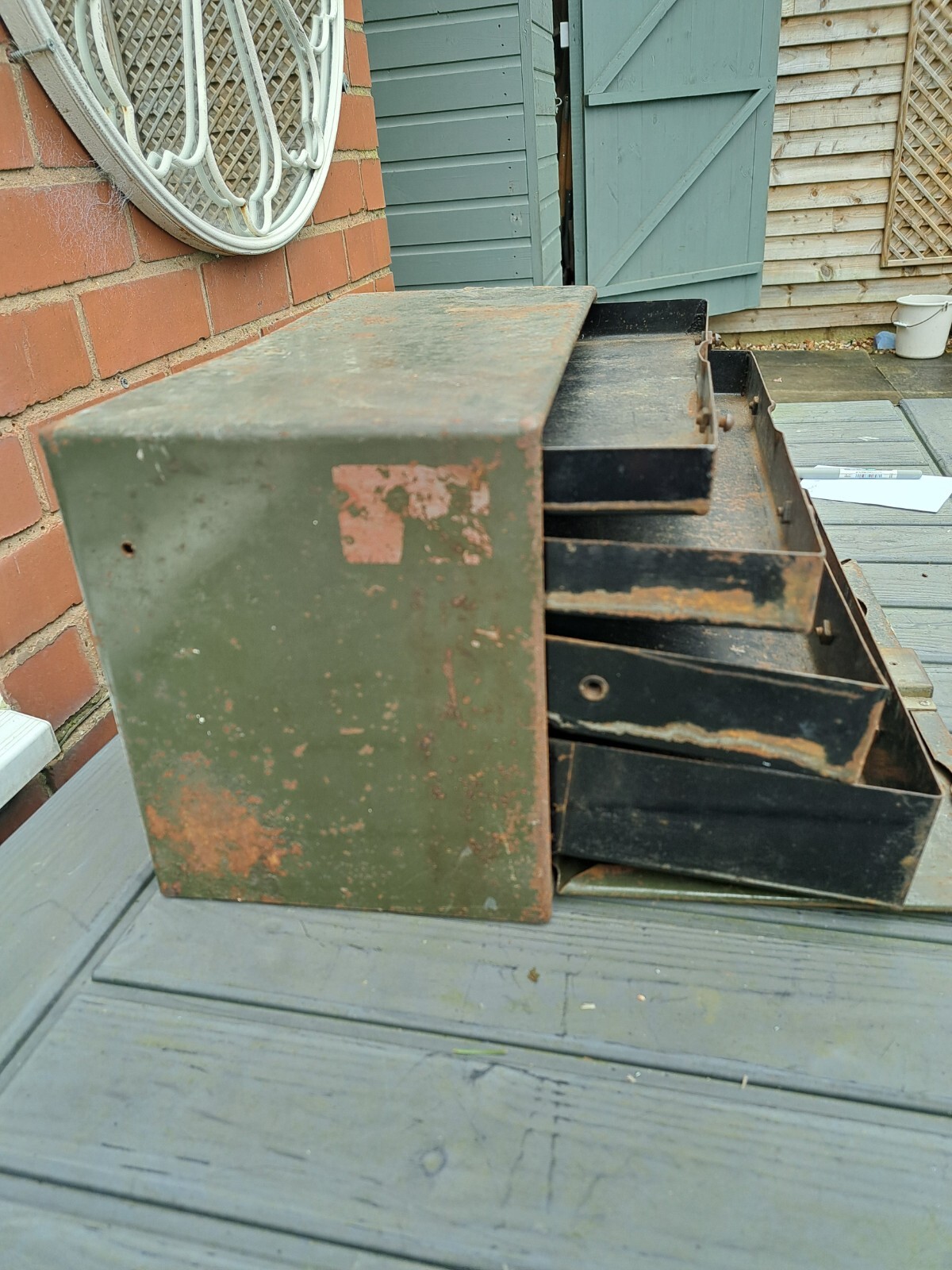 Vintage Metal Tool Box With Drawers eBay