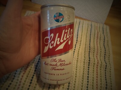 SCHLITZ BEER 1975 12 OZ TALL ALUMINUM BAR CODE BEER CAN MILWAUKEE