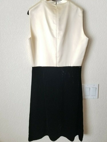 New Authentic Gucci A-Line Bow Dress Velvet Satin Cream Black Size 44 - Picture 5 of 12