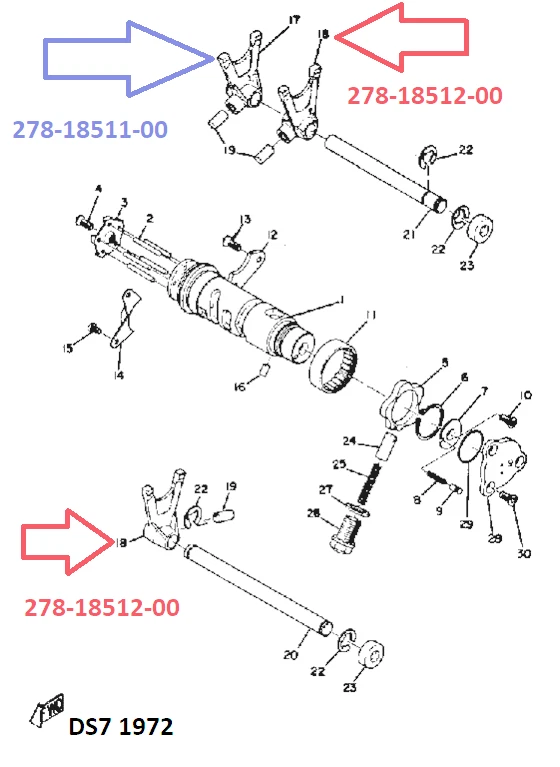 Yamaha DS7 R5 Shift Fork 1 NOS R5B R5C Cam Shift Gear Shifter 278-18511-00 Foto 3 de 3