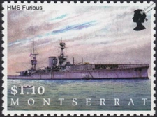 HMS FURIOUS (47) Modified Battlecruiser Aircraft Carrier / WWI Warship Stamp