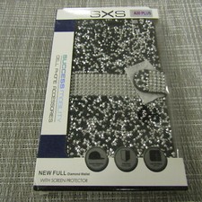 FUNDA BILLETERA SXS DIAMANTE PARA ALCATEL A30 PLUS, NEGRA Y PLATEADA, ¡¡LEER!! 5908