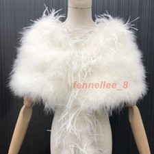 Lady Ostrich Feather Fur Shawl Wraps Bride Wedding Bolero Scarf Cape Party Shrug