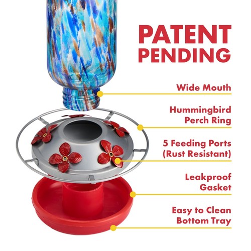 Twinkle Star Hummingbird Feeder Glass, 28fl.oz Hummingbird Feeders for Outdoo... - Picture 3 of 8