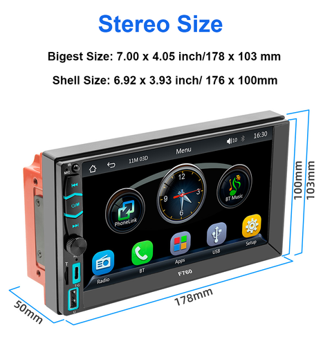 7" Double DIN GPS Car Stereo Wireless Android Auto &CarPlay,Bluetooth+camera - Picture 15 of 16