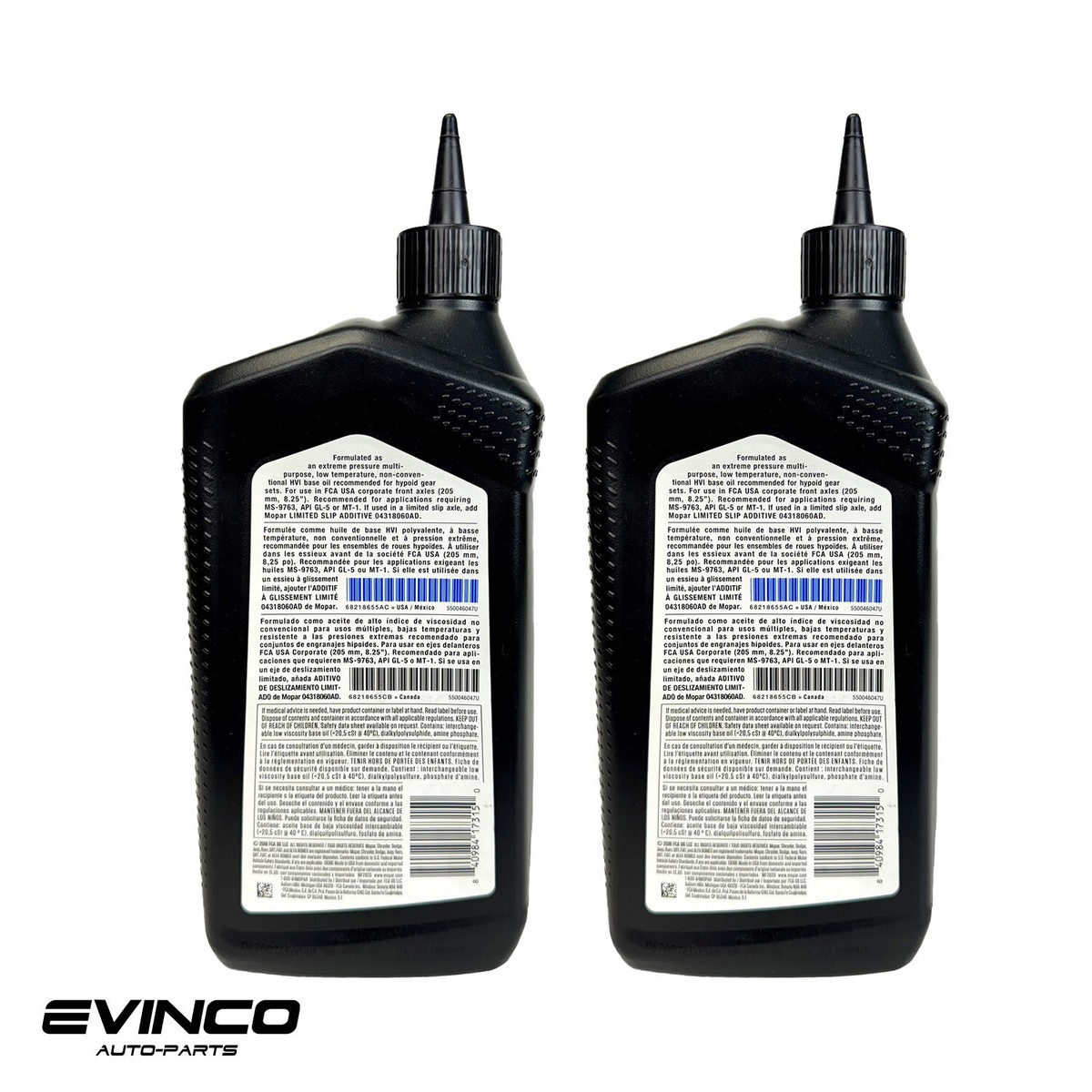 Mopar 75W90 Gear And Axle Lubricant Kit of 2 Quarts (68218655AC