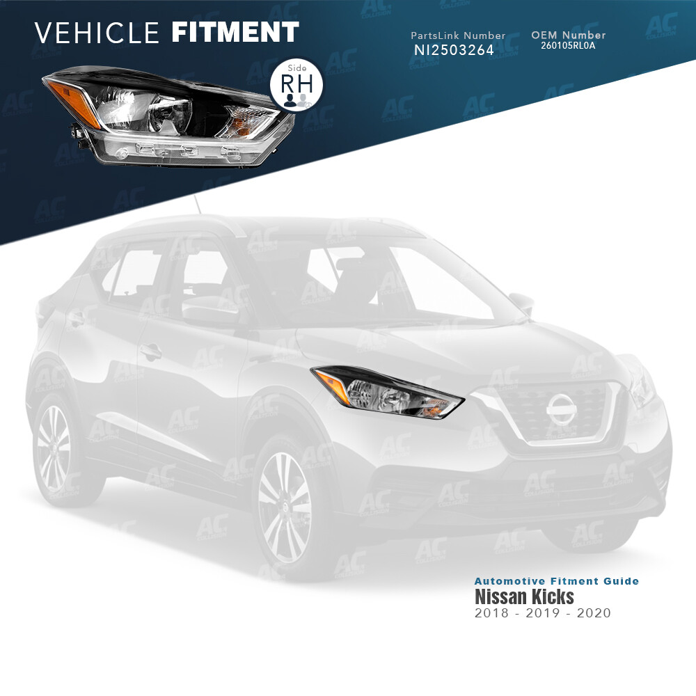 TYC Headlight Assembly Right Passenger Side for 20182019 Nissan Kicks