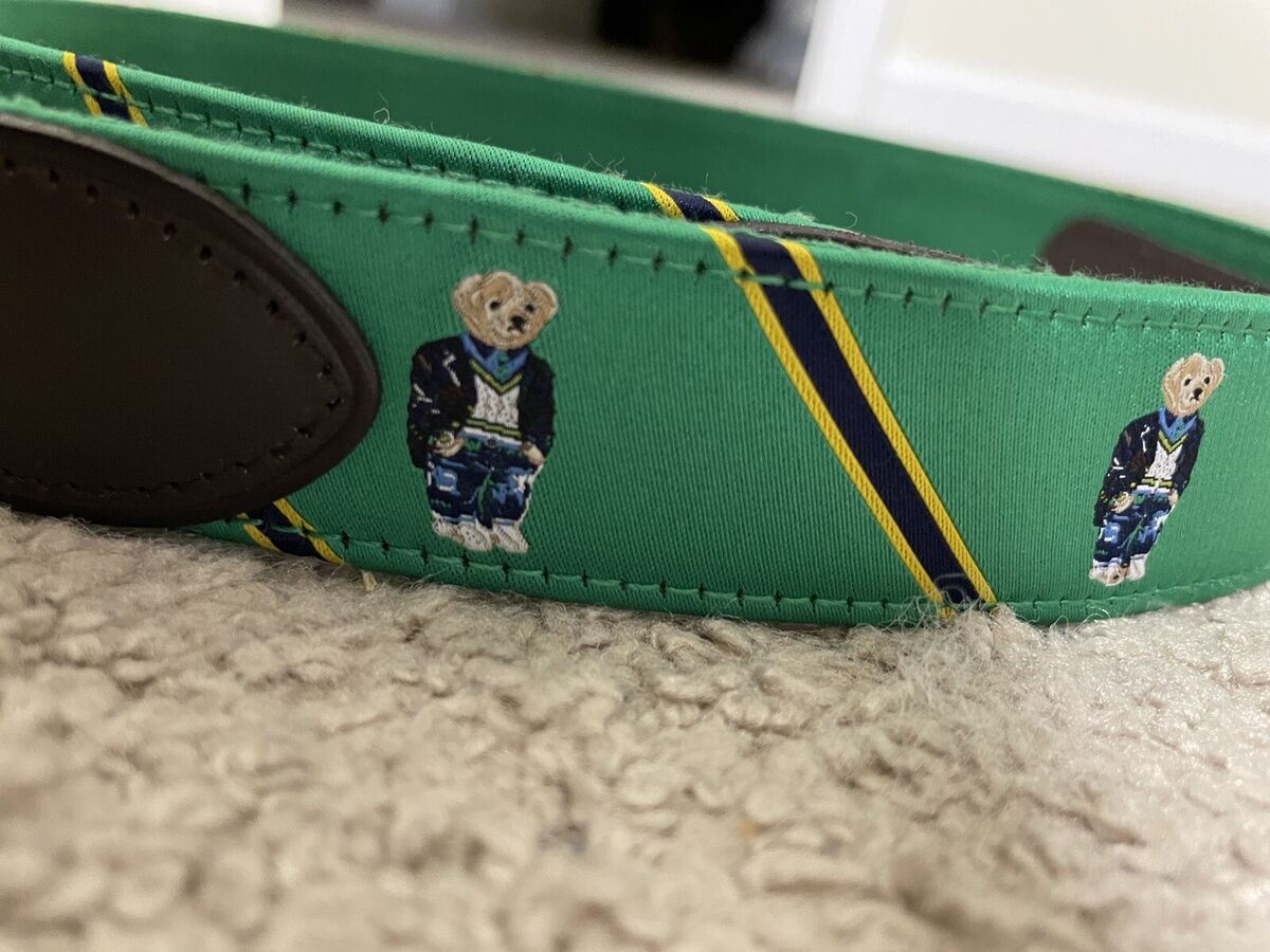 Polo Ralph Lauren Men's Green Polo Bear Belt Leather Polo Ralph Lauren Men's Green Polo Bear Belt Leather