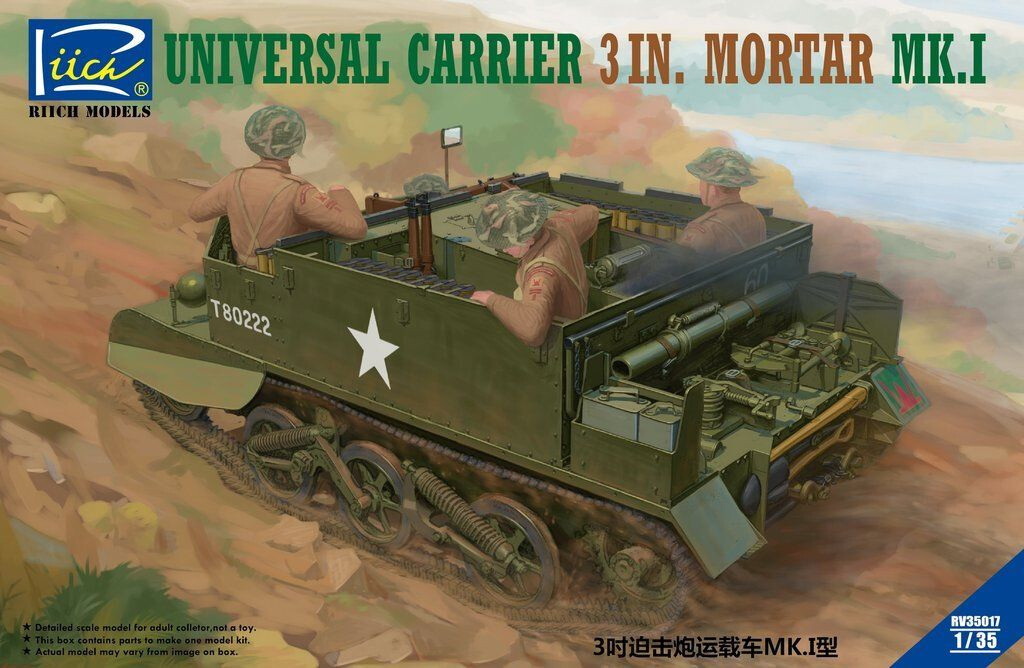 Riich Models RV35017 1:35 Universal Carrier 3 inch Mortar Mk.1