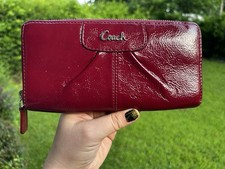 Coach Wallet Vintage Cranberry Red with Gold Hardware Pre-Owned Condition
