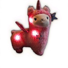 FAO Schwarz Glow Brights Pink Unicorn Llamacorn Plush Stuffed Lights Sounds NWT