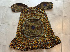 Ankara Vibrant Sunburst African Printed Swing Midi Tent Dress Off The Shoulder M