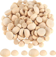 200 Pcs Half Wooden Beads, Unfinished Natural Split Wood Balls, 12Mm/15Mm/20Mm S