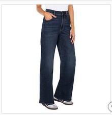 Well Worn Women's Wide Leg High Rise Jeans, Dark Blue, Size 10/30 inseam 31.5 