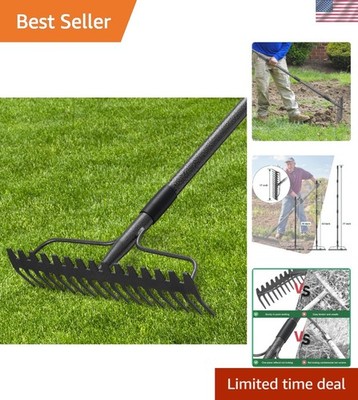 Stainless Steel 49-inch Bow Rake - 17 Tines for Precision Soil Management