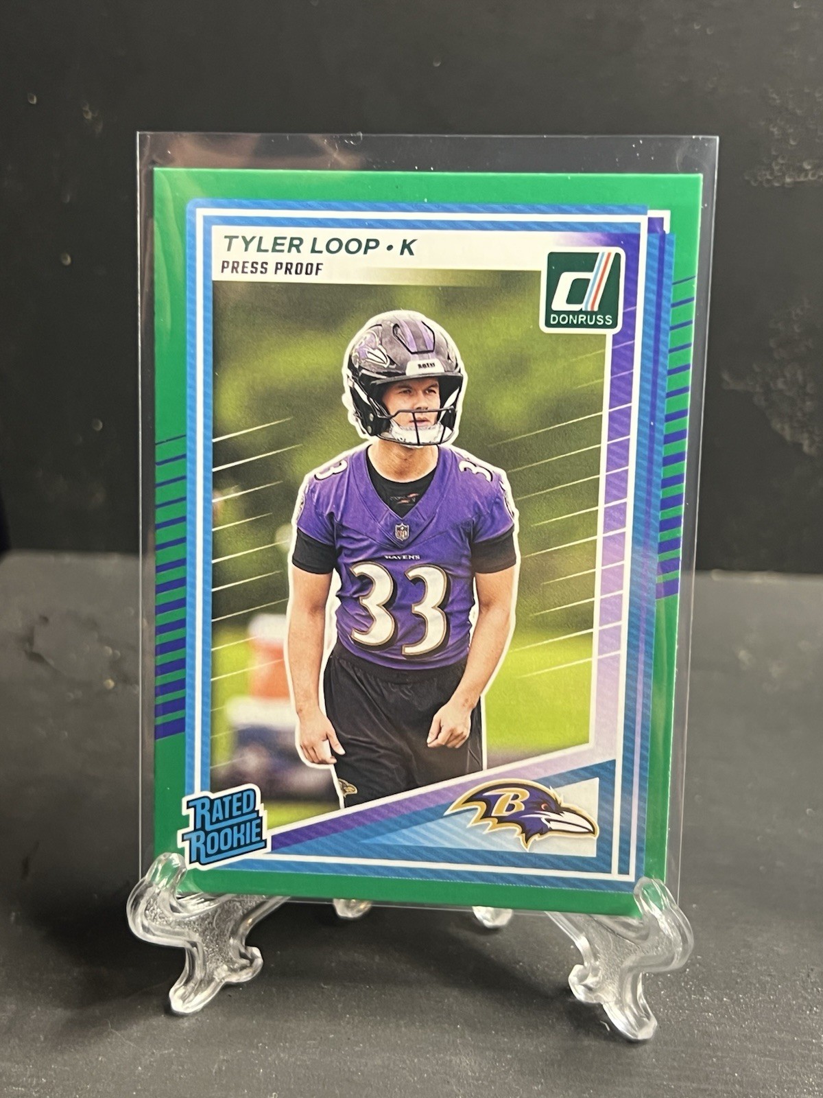 2025 Panini Donruss - Rated Rookie Tyler Loop #382 Press Proof Green (RC)