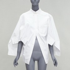 BALENCIAGA 2022 white BB desconstructed kimono sleeve oversized shirt FR36 S