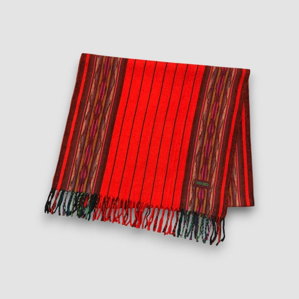 Bufanda clásica de lana Kenzo de colección con flecos a rayas calentador de invierno prendas para el cuello bufandas Foto 2 de 4