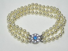 Camrose & Kross Jacqueline Kennedy...Silver Tone, Crystals, Faux Pearls Bracelet