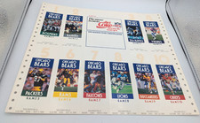 1990 Chicago Bears Uncut Ticket Stub Production Sheet Rare! Clean!