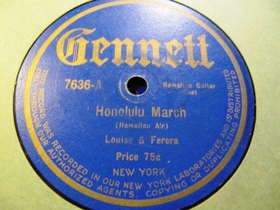 Vertical GENNETT 1917 Hawaiian Slide GUITAR LOUISE FERERA Greenus Honolulu-March