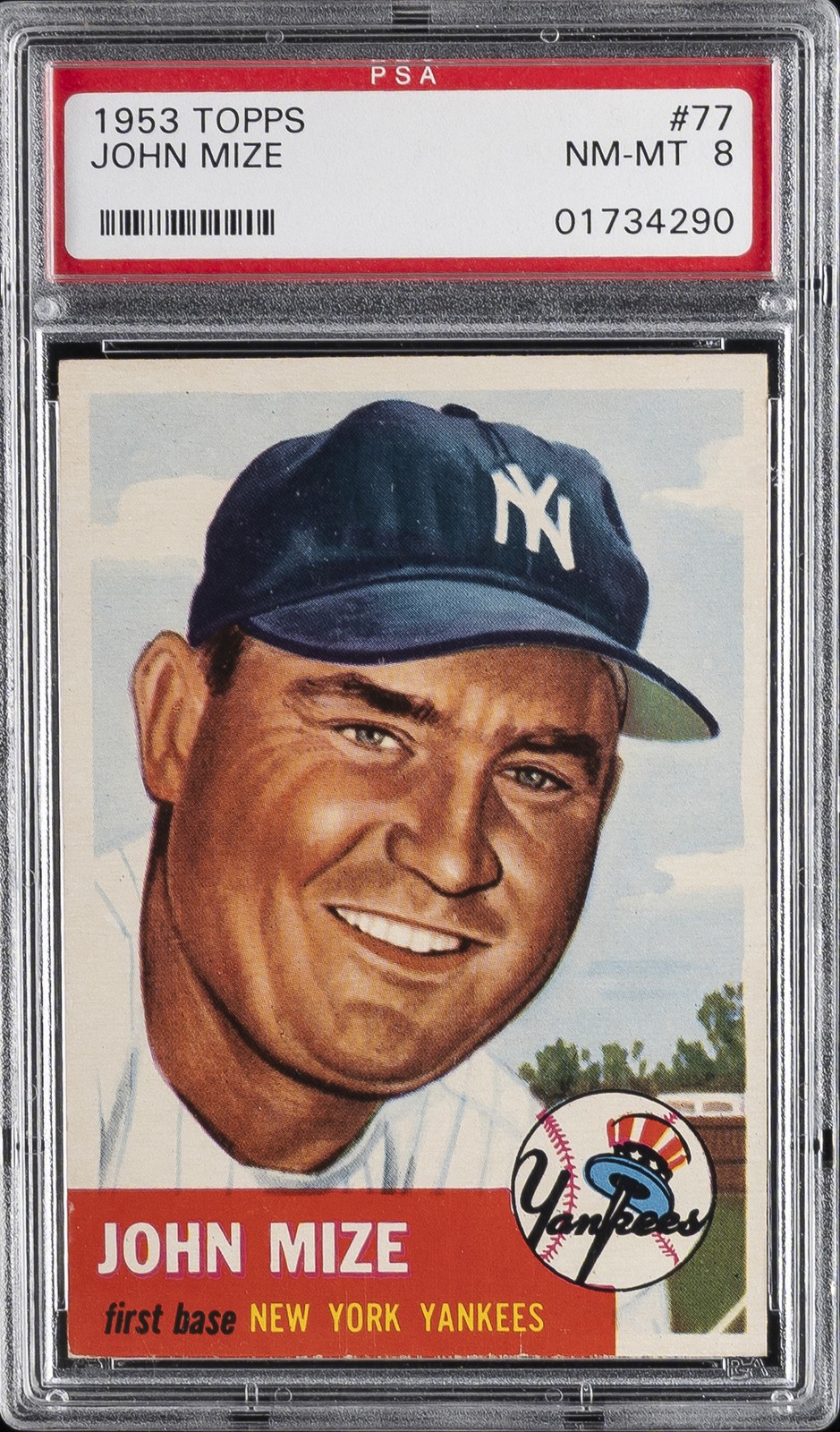 1953 TOPPS #77 JOHN MIZE PSA 8