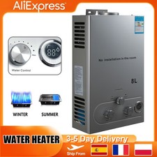 Kit Chauffe Eau Numérique Gaz GPL 8L Acier Inoxydable sans Réservoir Camping Car