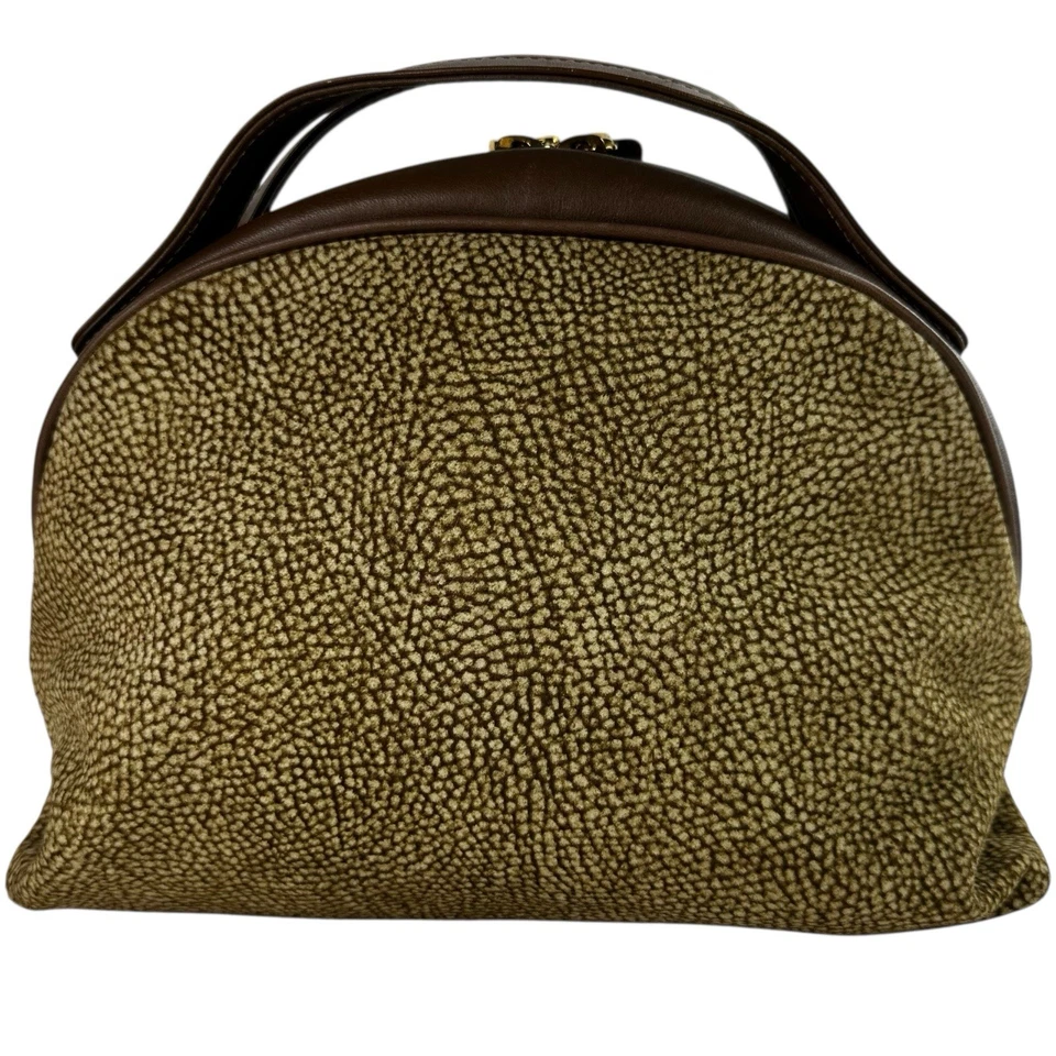 Bolso Borbonese Redwall Marrón Tostado Gamuza Cuero Doble Asa Superior Hecho en Italia Foto 2 de 4