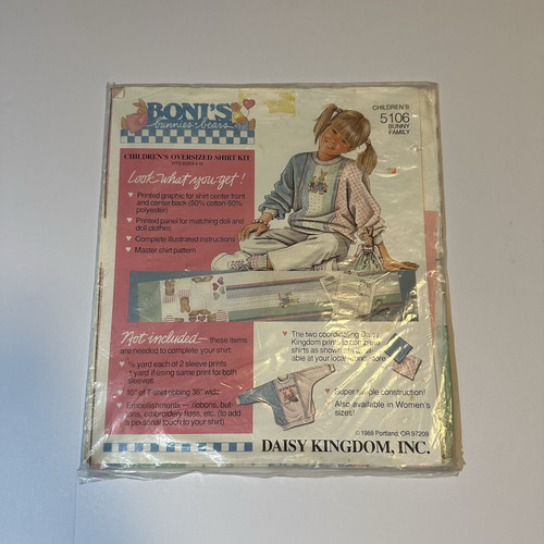 Vtg Daisy Kingdom Inc Bunny Family Oversized Shirt Kit Childrens Sz 4-12 NIP