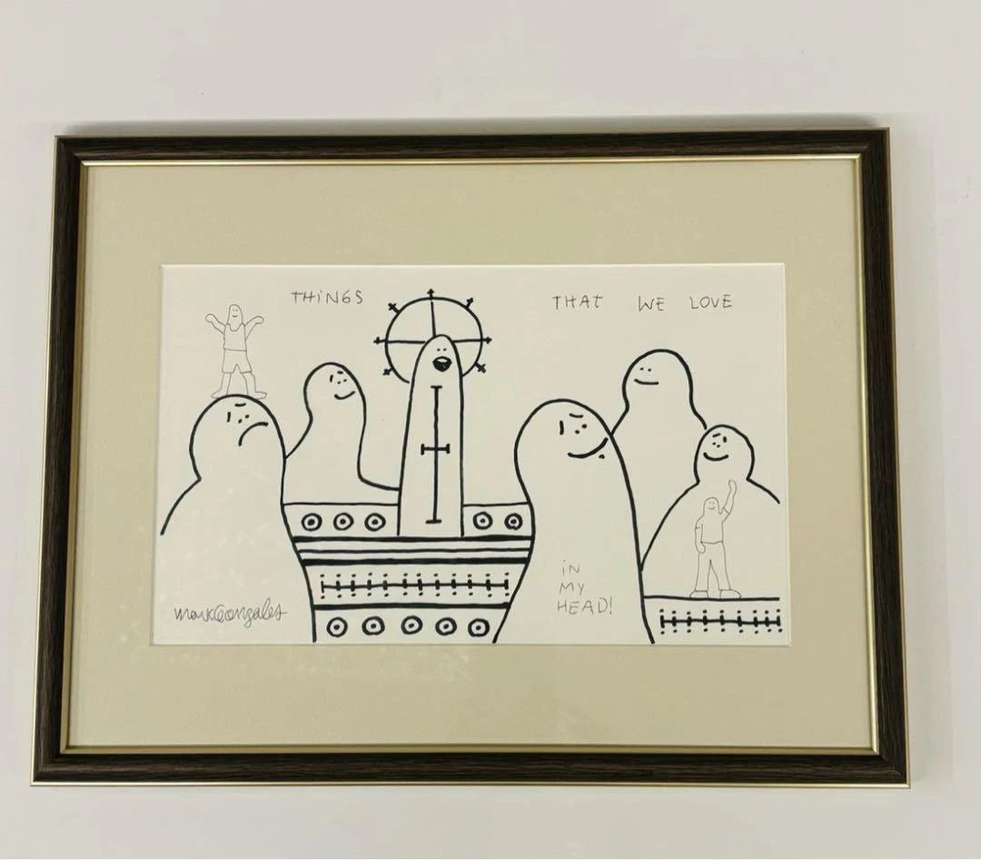 mark gonzales マークゴンザレス 原画 額入 サイン入 アート レア 希少 一点物 原画 マーク ゴンザレス Mark Gonzales アート 直筆