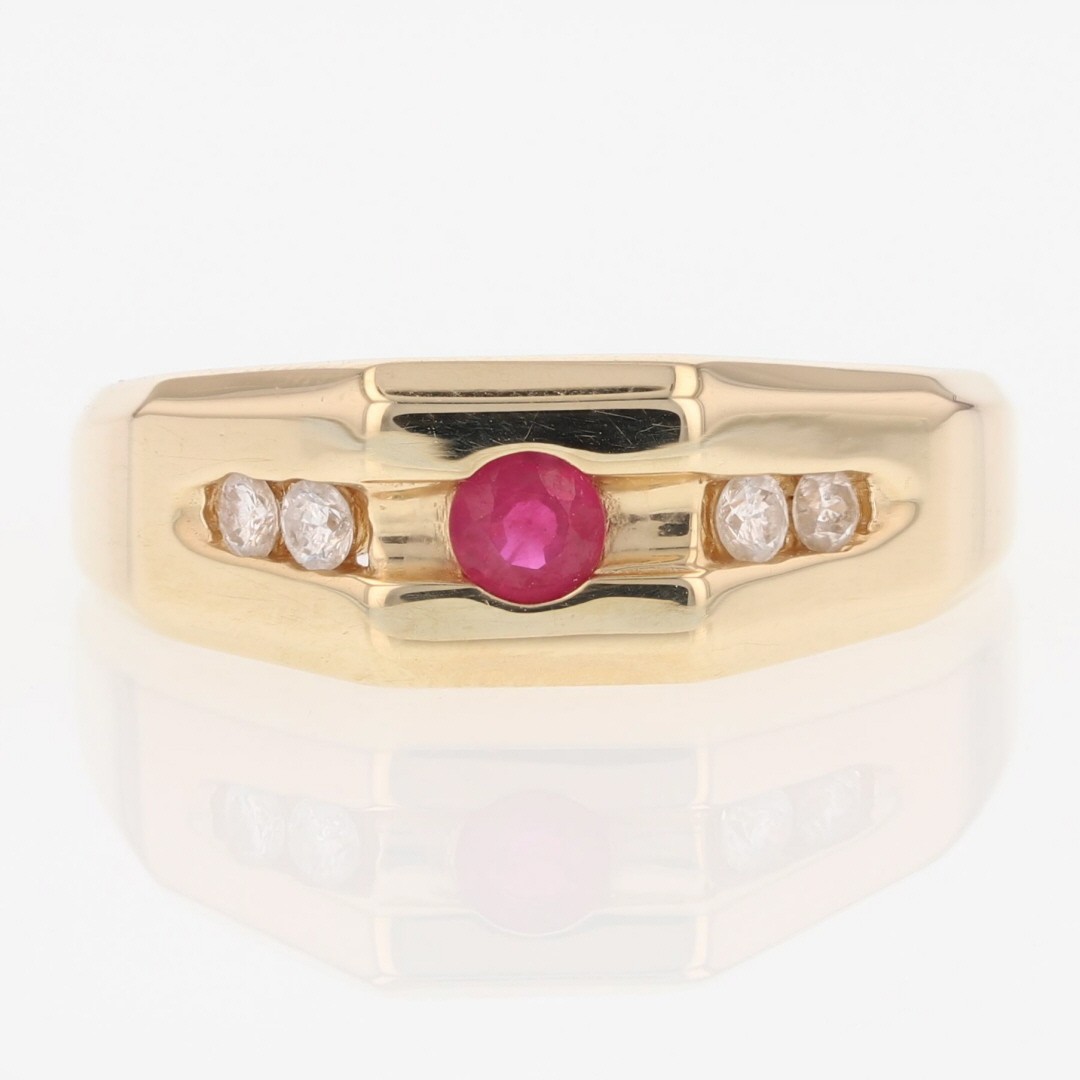 .49ctw Ruby Solitaire and Diamond Wedding Band Ri… - image 1