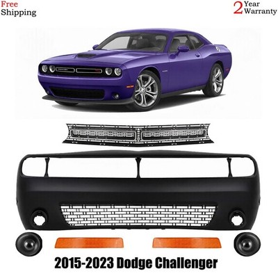 Front Bumper Cover Primed & Grille Assembly Kit For 2015-2023 Dodge Challenger