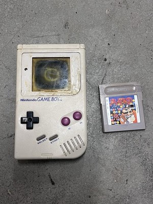 Nintendo Game Boy Handheld Console Beige/Gray & Dr. Mario Free Shipping
