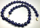 Italy Murano Venetian Cobalt Blue W/Gold Flecks Glass Bead Knotted Necklace — photo 3