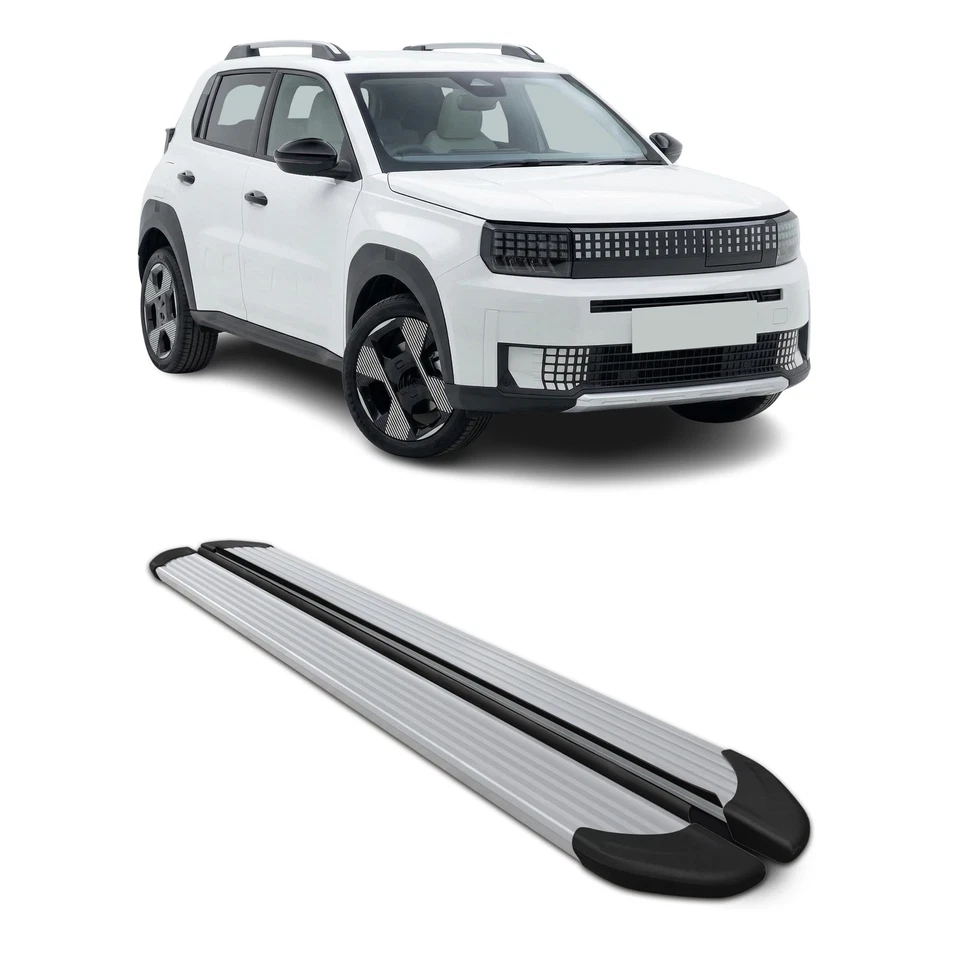 Marchepieds Latéraux pédale pour Fiat Grande Panda 2024-2026 Aluminium Argent 2x - Photo 1/4