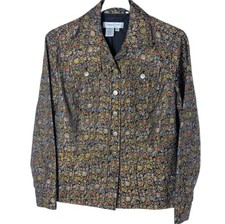Coldwater Creek Tapestry Multicolor Brocade Jacquard Button Front Top Jacket SP