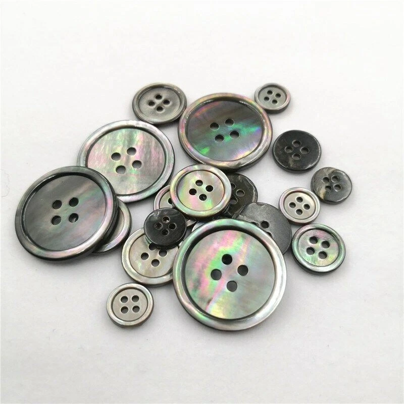 Many sizes Buttons Mother of Pearl DIY Craft Knitting ButtonsGrey Shell Sewing - Image 4 of 4