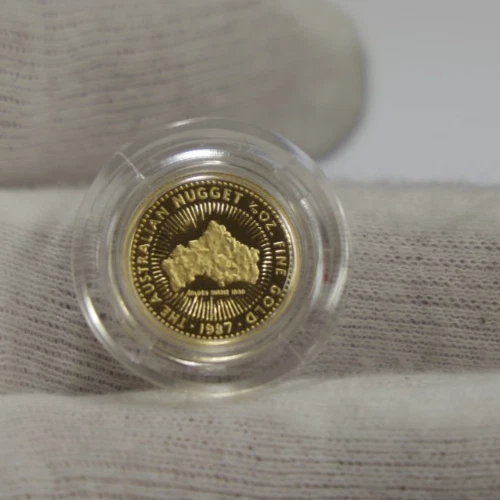 1987  Australia Kangaroo/Nugget  1/10th Gold Eagle $15 Gem Unc