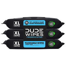 - Flushable Wipes - 3 Pack, 144 Wipes - Unscented Extra-Large Adult Wet Wipes -