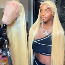 Glueless Lace Front Wigs Long 613 Light Blonde Hair Pre Plucked Natural Hairline