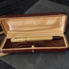 "Zenit Extra" anni 30/40-Laminata Oro Cesellato 18K-Pennino a Scomparsa 14k