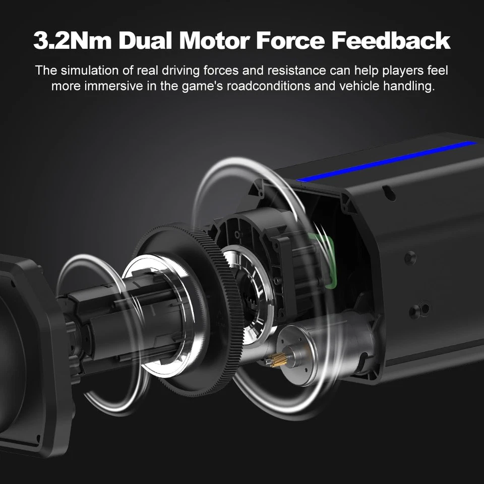 PXN V99 Driving Force Steering Wheel, 3.2Nm Dual-Motor Feedback Base,...  - Image 2 of 4