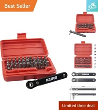 Chrome Vanadium Steel 34-Piece Screwdriver Bit Set with Compact Ratchet Wrench