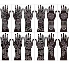 Henna Tattoo Stencil Kit, 12 Sheets Temporary Tattoo Templates for Hand,Large...