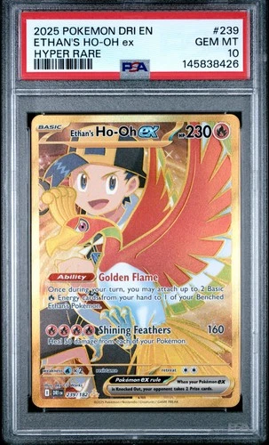 2025 POKEMON DRI EN-DESTINED RIVALS HYPER RARE #239 ETHAN'S HO-OH EX PSA 10