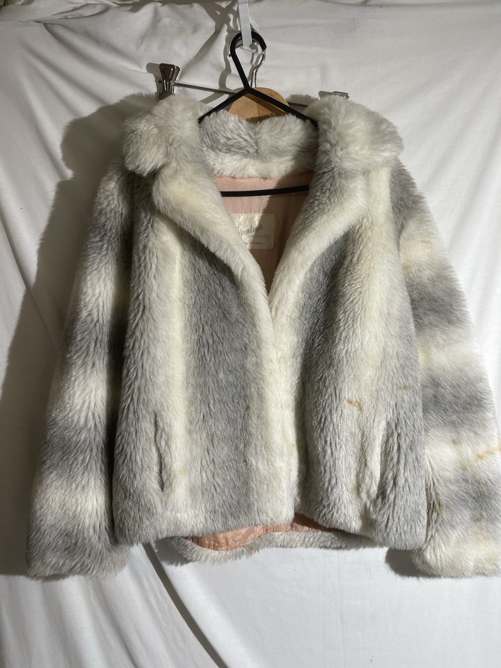 Vintage Stanley's of Melbourne Faux Fur coat womens Size M 60s boho retro
